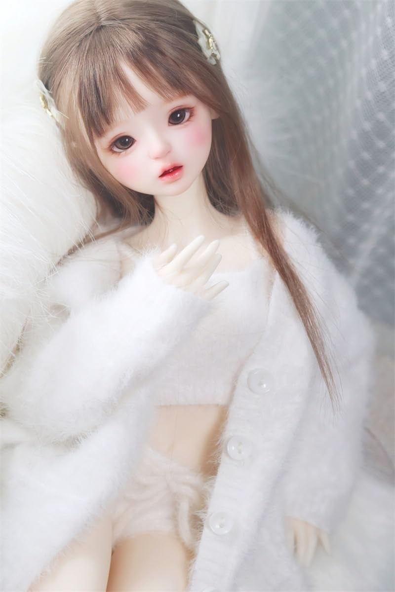 Oueneifs Doll Clothes Set for BJD, Resin Toy Doll Accessories Cardigan+ Vest+ Pants (White, for 1/4 BJD Doll) - Image 5